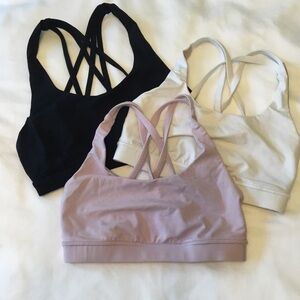 lululemon athletica Strappy Sports Bra Trio - Black, White, and Pink size 4